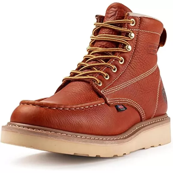 SUREWAY 6 inch Mens Wedge Moc Toe Work Boots for Men Soft Toe-Durable,Comfortable,Lightweight,Full Grain Leather,Goodyear,Non-Slip EH Safety Industial Construction Work Boots/Shoes for Men/Women