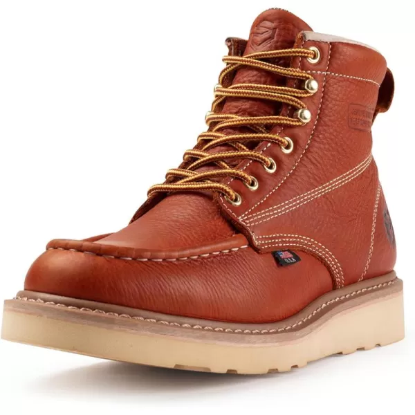 SUREWAY 6 inch Mens Wedge Moc Toe Work Boots for Men Soft Toe-Durable,Comfortable,Lightweight,Full Grain Leather,Goodyear,Non-Slip EH Safety Industial Construction Work Boots/Shoes for Men/Women