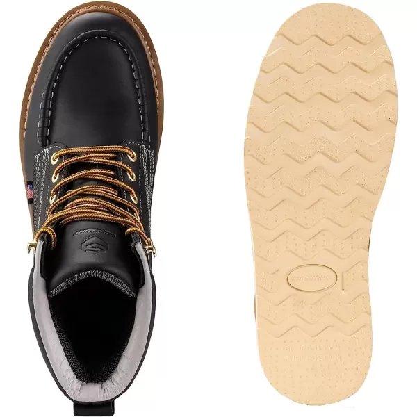 SUREWAY 6 inch Mens Wedge Moc Toe Work Boots for Men Soft Toe-Durable,Comfortable,Lightweight,Full Grain Leather,Goodyear,Non-Slip EH Safety Industial Construction Work Boots/Shoes for Men/Women