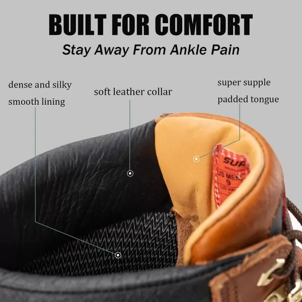 SUREWAY Men's Heavy Duty Soft/Comp/Steel Toe Work Boots/Shoes for Men,Goodyear Welt Comfortable Durable Construction Boot,Superior Oil/Slip-Resistant,Thicker Leather,Wedge Moc Toe Work Boots for Men