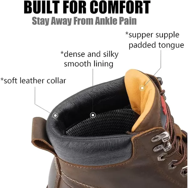 SUREWAY Men's Heavy Duty Soft/Comp/Steel Toe Work Boots/Shoes for Men,Goodyear Welt Comfortable Durable Construction Boot,Superior Oil/Slip-Resistant,Thicker Leather,Wedge Moc Toe Work Boots for Men