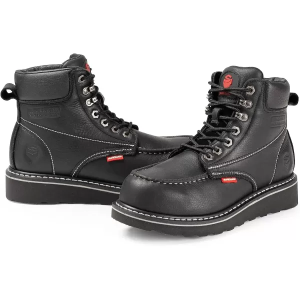 SUREWAY Men's Heavy Duty Soft/Comp/Steel Toe Work Boots/Shoes for Men,Goodyear Welt Comfortable Durable Construction Boot,Superior Oil/Slip-Resistant,Thicker Leather,Wedge Moc Toe Work Boots for Men