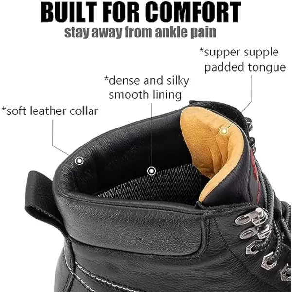 SUREWAY Men's Heavy Duty Soft/Comp/Steel Toe Work Boots/Shoes for Men,Goodyear Welt Comfortable Durable Construction Boot,Superior Oil/Slip-Resistant,Thicker Leather,Wedge Moc Toe Work Boots for Men