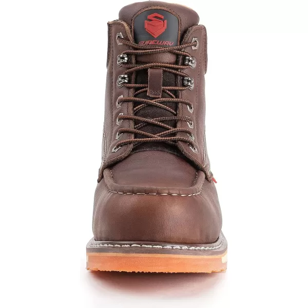 SUREWAY Men's Heavy Duty Soft/Comp/Steel Toe Work Boots/Shoes for Men,Goodyear Welt Comfortable Durable Construction Boot,Superior Oil/Slip-Resistant,Thicker Leather,Wedge Moc Toe Work Boots for Men