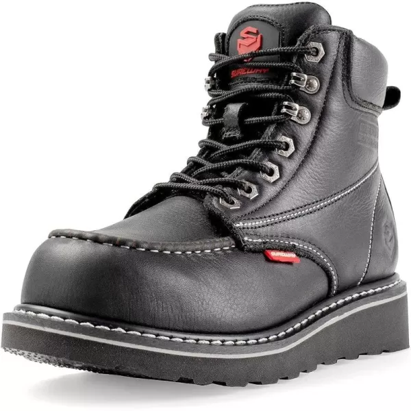 SUREWAY Men's Heavy Duty Soft/Comp/Steel Toe Work Boots/Shoes for Men,Goodyear Welt Comfortable Durable Construction Boot,Superior Oil/Slip-Resistant,Thicker Leather,Wedge Moc Toe Work Boots for Men