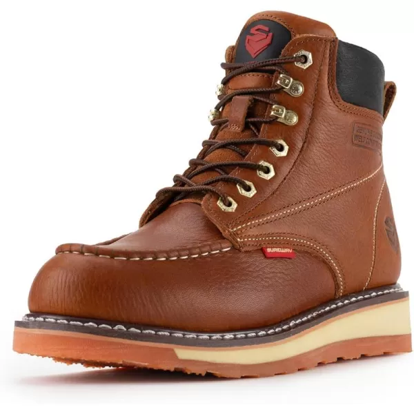 SUREWAY Men's Heavy Duty Soft/Comp/Steel Toe Work Boots/Shoes for Men,Goodyear Welt Comfortable Durable Construction Boot,Superior Oil/Slip-Resistant,Thicker Leather,Wedge Moc Toe Work Boots for Men