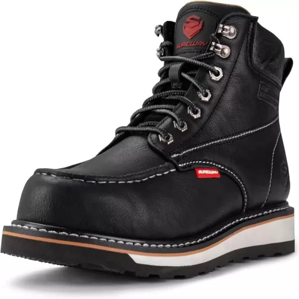 SUREWAY Men's Heavy Duty Soft/Comp/Steel Toe Work Boots/Shoes for Men,Goodyear Welt Comfortable Durable Construction Boot,Superior Oil/Slip-Resistant,Thicker Leather,Wedge Moc Toe Work Boots for Men