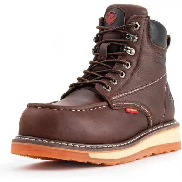 SUREWAY Men's Heavy Duty Soft/Comp/Steel Toe Work Boots/Shoes for Men,Goodyear Welt Comfortable Durable Construction Boot,Superior Oil/Slip-Resistant,Thicker Leather,Wedge Moc Toe Work Boots for Men