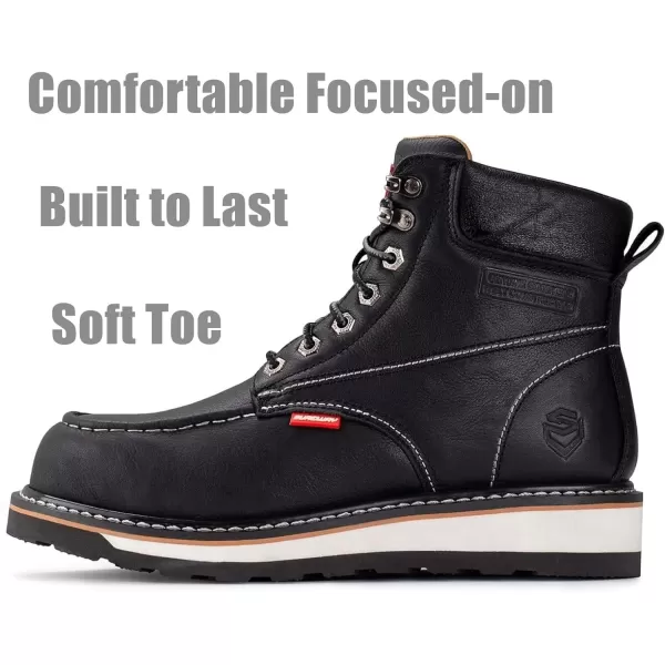 SUREWAY Men's Heavy Duty Soft/Comp/Steel Toe Work Boots/Shoes for Men,Goodyear Welt Comfortable Durable Construction Boot,Superior Oil/Slip-Resistant,Thicker Leather,Wedge Moc Toe Work Boots for Men