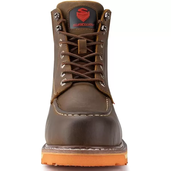 SUREWAY Men's Heavy Duty Soft/Comp/Steel Toe Work Boots/Shoes for Men,Goodyear Welt Comfortable Durable Construction Boot,Superior Oil/Slip-Resistant,Thicker Leather,Wedge Moc Toe Work Boots for Men