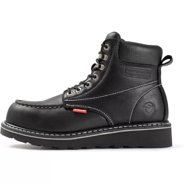 SUREWAY Men's Heavy Duty Soft/Comp/Steel Toe Work Boots/Shoes for Men,Goodyear Welt Comfortable Durable Construction Boot,Superior Oil/Slip-Resistant,Thicker Leather,Wedge Moc Toe Work Boots for Men