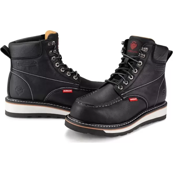 SUREWAY Men's Heavy Duty Soft/Comp/Steel Toe Work Boots/Shoes for Men,Goodyear Welt Comfortable Durable Construction Boot,Superior Oil/Slip-Resistant,Thicker Leather,Wedge Moc Toe Work Boots for Men