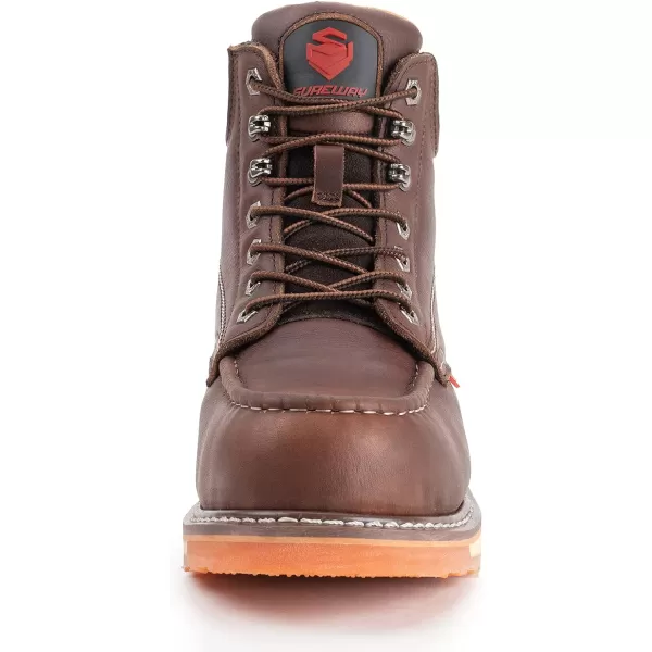 SUREWAY Men's Heavy Duty Soft/Comp/Steel Toe Work Boots/Shoes for Men,Goodyear Welt Comfortable Durable Construction Boot,Superior Oil/Slip-Resistant,Thicker Leather,Wedge Moc Toe Work Boots for Men