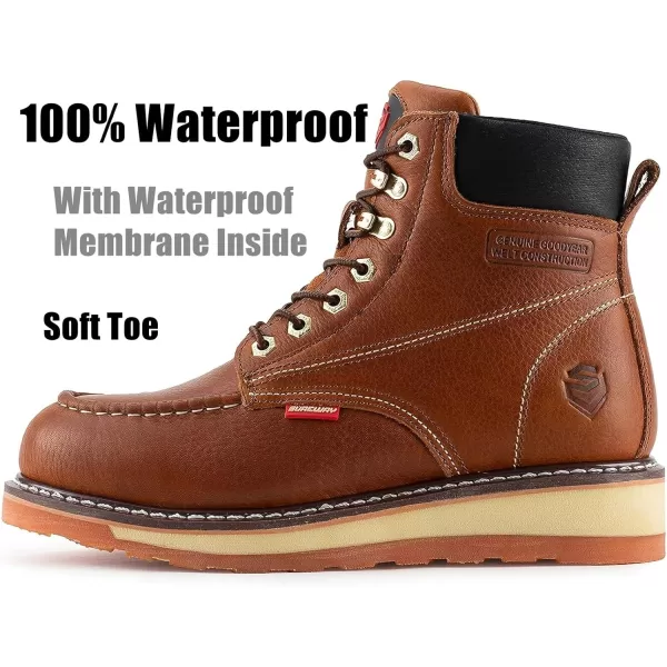 SUREWAY Men's Heavy Duty Soft/Comp/Steel Toe Work Boots/Shoes for Men,Goodyear Welt Comfortable Durable Construction Boot,Superior Oil/Slip-Resistant,Thicker Leather,Wedge Moc Toe Work Boots for Men