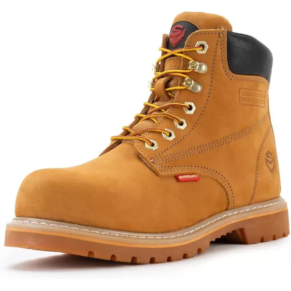 SUREWAY Mens Heavy Duty Soft/Steel Toe Work Boots for Men,Goodyear,Durable Comfortable Proved, Full Grain Leather Working Construction Boot,Slip/Oil/Water Resistant Industrial Safety Shoes