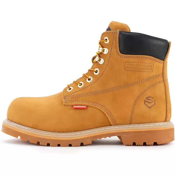 SUREWAY Mens Heavy Duty Soft/Steel Toe Work Boots for Men,Goodyear,Durable Comfortable Proved, Full Grain Leather Working Construction Boot,Slip/Oil/Water Resistant Industrial Safety Shoes