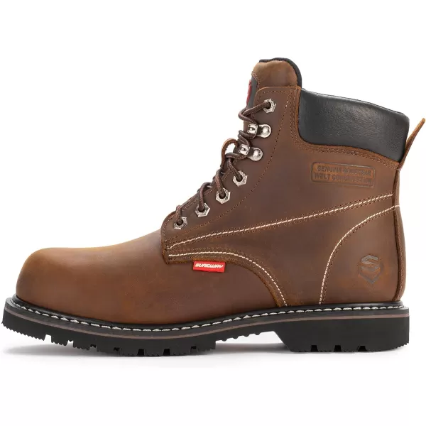 SUREWAY Mens Heavy Duty Soft/Steel Toe Work Boots for Men,Goodyear,Durable Comfortable Proved, Full Grain Leather Working Construction Boot,Slip/Oil/Water Resistant Industrial Safety Shoes