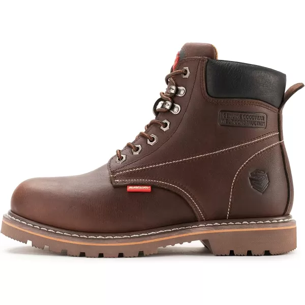SUREWAY Mens Heavy Duty Soft/Steel Toe Work Boots for Men,Goodyear,Durable Comfortable Proved, Full Grain Leather Working Construction Boot,Slip/Oil/Water Resistant Industrial Safety Shoes