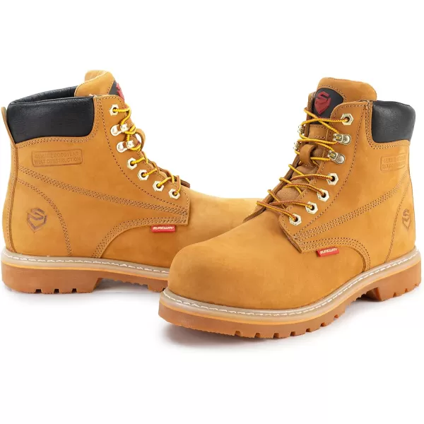 SUREWAY Mens Heavy Duty Soft/Steel Toe Work Boots for Men,Goodyear,Durable Comfortable Proved, Full Grain Leather Working Construction Boot,Slip/Oil/Water Resistant Industrial Safety Shoes