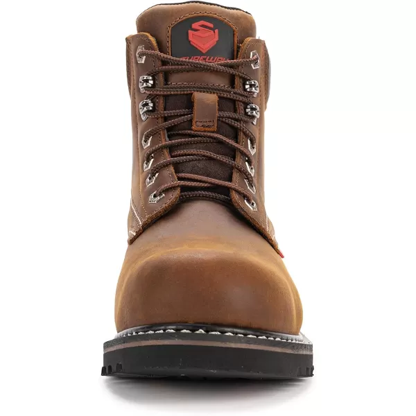 SUREWAY Mens Heavy Duty Soft/Steel Toe Work Boots for Men,Goodyear,Durable Comfortable Proved, Full Grain Leather Working Construction Boot,Slip/Oil/Water Resistant Industrial Safety Shoes