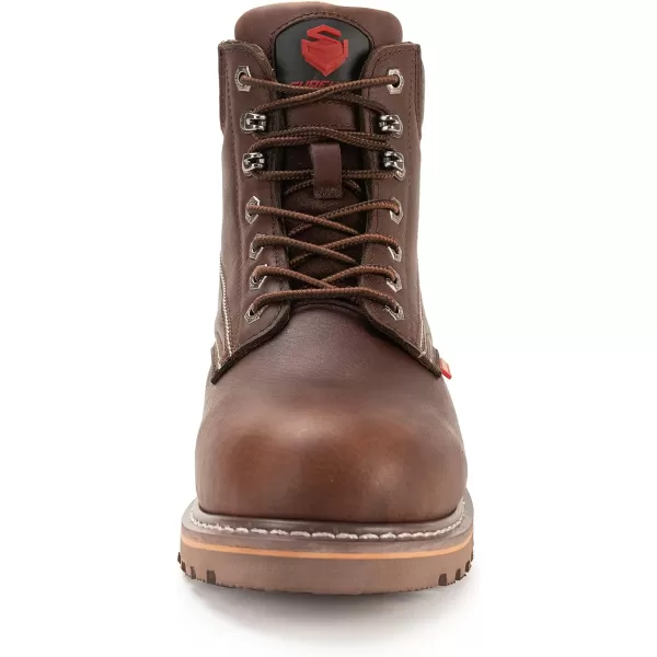 SUREWAY Mens Heavy Duty Soft/Steel Toe Work Boots for Men,Goodyear,Durable Comfortable Proved, Full Grain Leather Working Construction Boot,Slip/Oil/Water Resistant Industrial Safety Shoes
