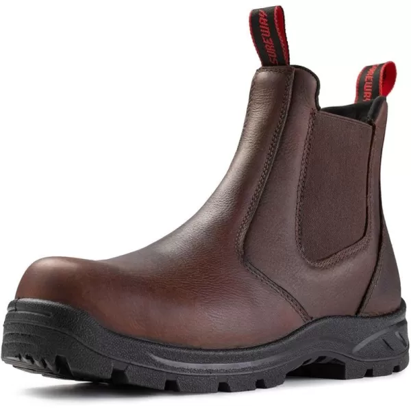 SUREWAY Men's Slip-On Work Boots for Men,Upgraded Slip/Water Resistant,Static Dissipative,Fire Station Mechanic Romeo Chelsea Work Boots for Men,Industrial Construction Boots/Shoes
