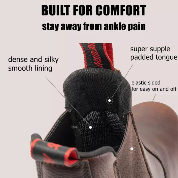 SUREWAY Men's Slip-On Work Boots for Men,Upgraded Slip/Water Resistant,Static Dissipative,Fire Station Mechanic Romeo Chelsea Work Boots for Men,Industrial Construction Boots/Shoes