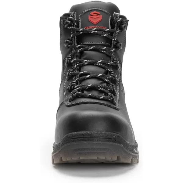 SUREWAY Waterproof Work Boots for Men Soft/Steel Toe Anti-Fatigue Lightweight Waterproof Hiking Boot Full Grain Leather Men's Construction Industrial Safety Working Boots/Shoes