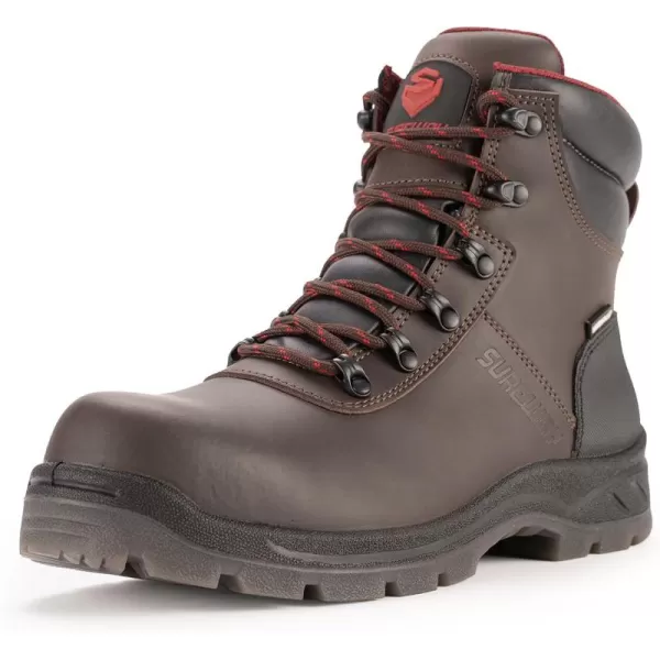 SUREWAY Waterproof Work Boots for Men Soft/Steel Toe Anti-Fatigue Lightweight Waterproof Hiking Boot Full Grain Leather Men's Construction Industrial Safety Working Boots/Shoes