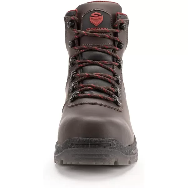 SUREWAY Waterproof Work Boots for Men Soft/Steel Toe Anti-Fatigue Lightweight Waterproof Hiking Boot Full Grain Leather Men's Construction Industrial Safety Working Boots/Shoes