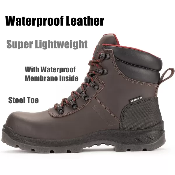 SUREWAY Waterproof Work Boots for Men Soft/Steel Toe Anti-Fatigue Lightweight Waterproof Hiking Boot Full Grain Leather Men's Construction Industrial Safety Working Boots/Shoes