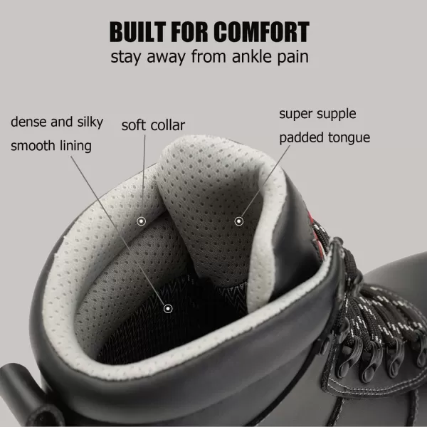 SUREWAY Waterproof Work Boots for Men Soft/Steel Toe Anti-Fatigue Lightweight Waterproof Hiking Boot Full Grain Leather Men's Construction Industrial Safety Working Boots/Shoes