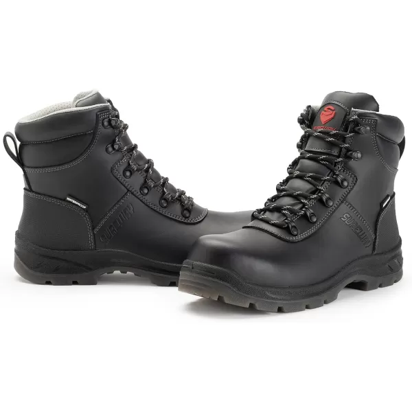 SUREWAY Waterproof Work Boots for Men Soft/Steel Toe Anti-Fatigue Lightweight Waterproof Hiking Boot Full Grain Leather Men's Construction Industrial Safety Working Boots/Shoes