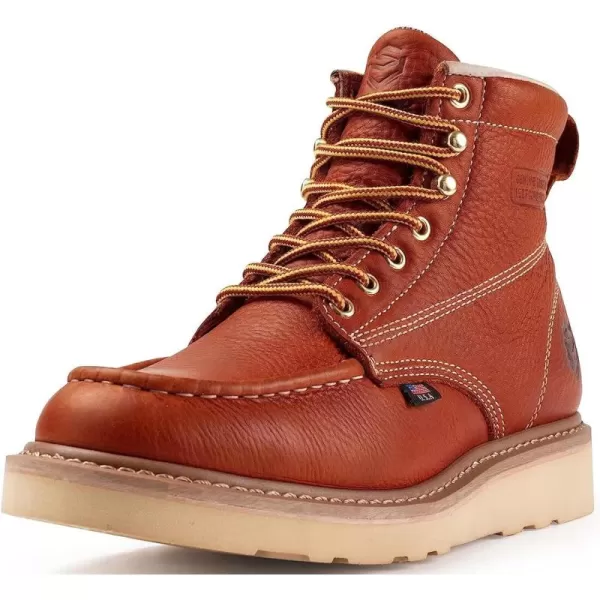 SUREWAY 6 inch Mens Wedge Moc Toe Work Boots for Men Soft Toe-Durable,Comfortable,Lightweight,Full Grain Leather,Goodyear,Non-Slip EH Safety Industial Construction Work Boots/Shoes for Men/Women