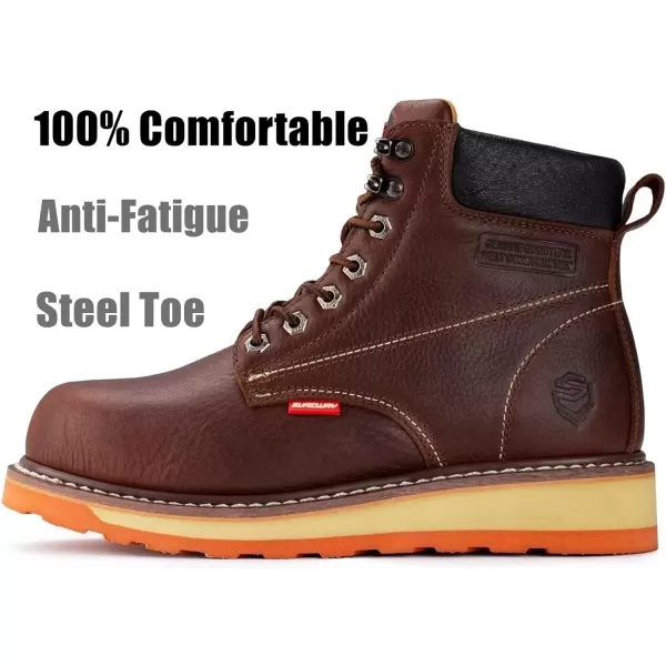 SUREWAY 6" Mens Heavy Duty Soft Toe Work Boots for Men,Goodyear,Extremely Comfortable Durable,Thicker Leather,Slip Resistant,EH Safety Industrial Construction Boots,botas de trabajo para hombre