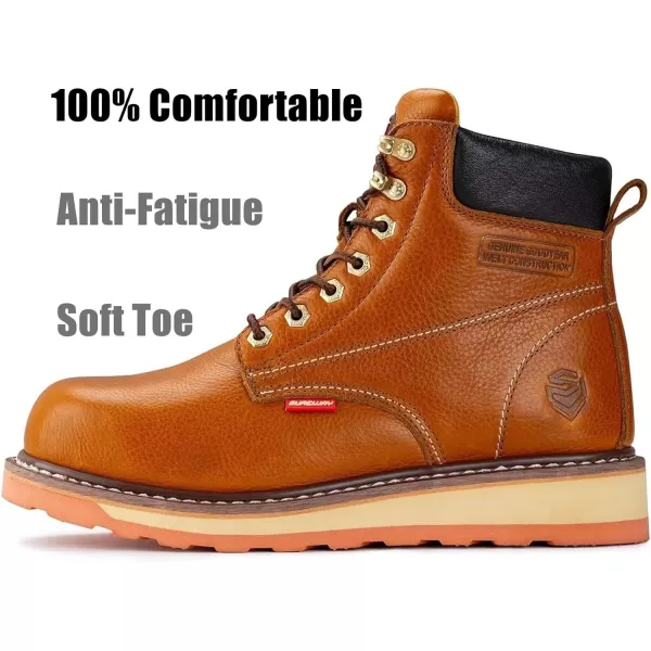 SUREWAY 6" Mens Heavy Duty Soft Toe Work Boots for Men,Goodyear,Extremely Comfortable Durable,Thicker Leather,Slip Resistant,EH Safety Industrial Construction Boots,botas de trabajo para hombre