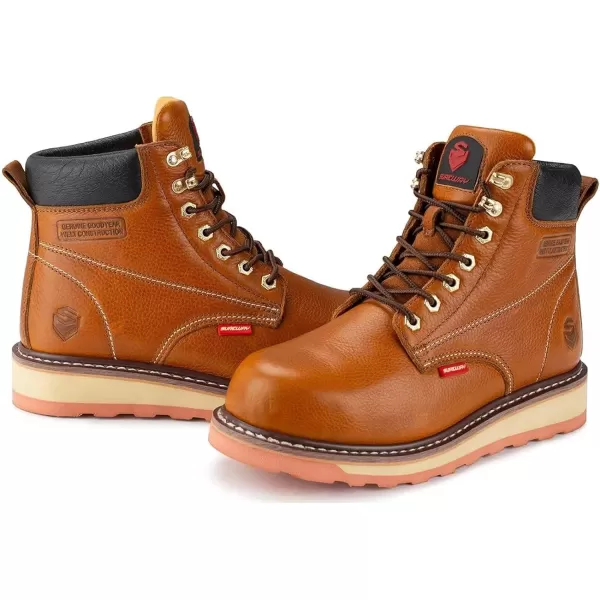 SUREWAY 6" Mens Heavy Duty Soft Toe Work Boots for Men,Goodyear,Extremely Comfortable Durable,Thicker Leather,Slip Resistant,EH Safety Industrial Construction Boots,botas de trabajo para hombre
