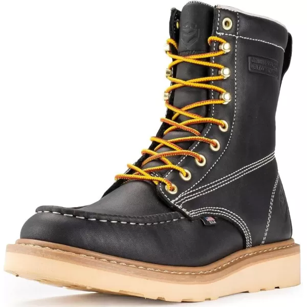 SUREWAY Mens 8 in Wedge Moc Toe Work Boots for Men-Soft Toe,Durable&amp;Comfortable,Premium Full-Grain Leather,Superior Oil/Slip Resistant,Goodyear,EH,Safety Industrial Construction Boots/Shoes for Women