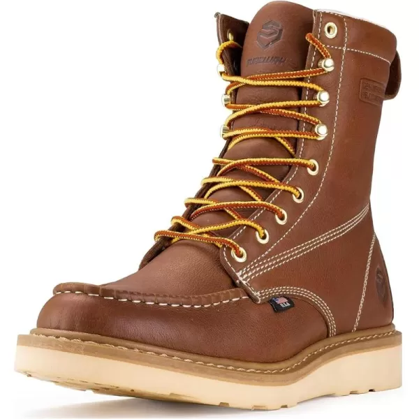 SUREWAY Mens 8 in Wedge Moc Toe Work Boots for Men-Soft Toe,Durable&amp;Comfortable,Premium Full-Grain Leather,Superior Oil/Slip Resistant,Goodyear,EH,Safety Industrial Construction Boots/Shoes for Women