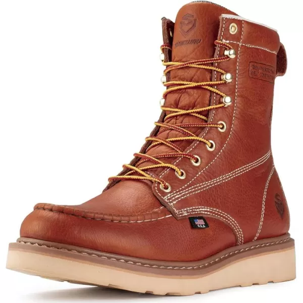 SUREWAY Mens 8 in Wedge Moc Toe Work Boots for Men-Soft Toe,Durable&amp;Comfortable,Premium Full-Grain Leather,Superior Oil/Slip Resistant,Goodyear,EH,Safety Industrial Construction Boots/Shoes for Women