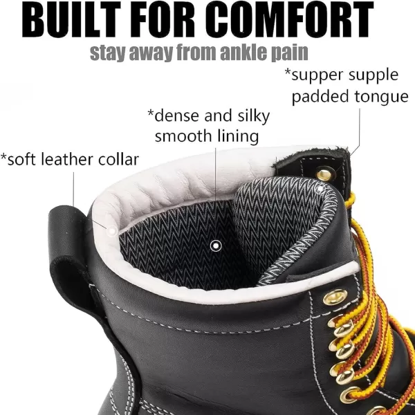 SUREWAY Mens 8 in Wedge Moc Toe Work Boots for Men-Soft Toe,Durable&amp;Comfortable,Premium Full-Grain Leather,Superior Oil/Slip Resistant,Goodyear,EH,Safety Industrial Construction Boots/Shoes for Women