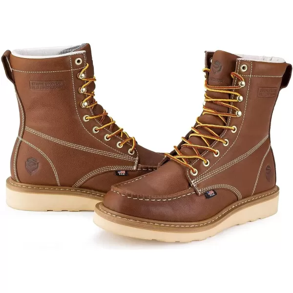 SUREWAY Mens 8 in Wedge Moc Toe Work Boots for Men-Soft Toe,Durable&amp;Comfortable,Premium Full-Grain Leather,Superior Oil/Slip Resistant,Goodyear,EH,Safety Industrial Construction Boots/Shoes for Women