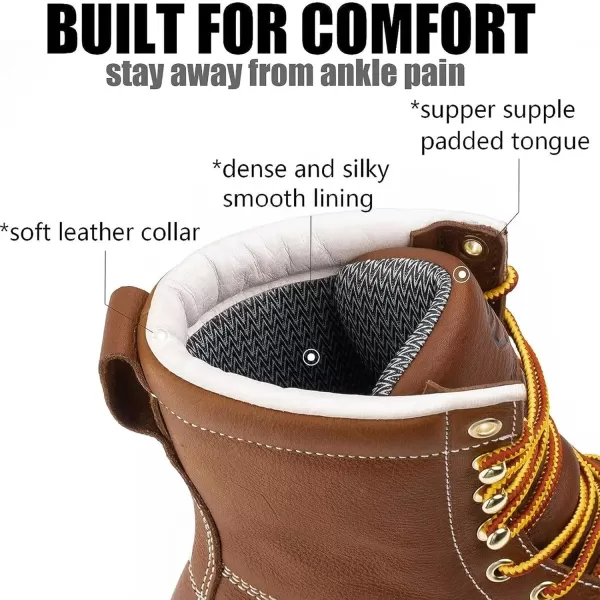 SUREWAY Mens 8 in Wedge Moc Toe Work Boots for Men-Soft Toe,Durable&amp;Comfortable,Premium Full-Grain Leather,Superior Oil/Slip Resistant,Goodyear,EH,Safety Industrial Construction Boots/Shoes for Women