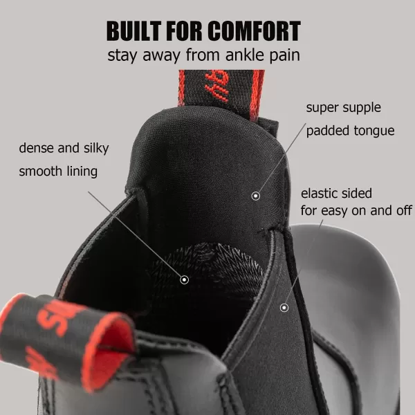 SUREWAY Men's Slip-On Work Boots for Men,Upgraded Slip/Water Resistant,Static Dissipative,Fire Station Mechanic Romeo Chelsea Work Boots for Men,Industrial Construction Boots/Shoes
