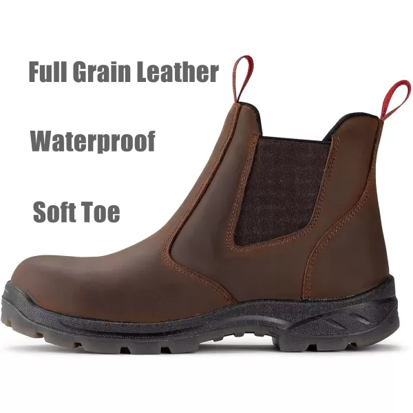 SUREWAY Men's Slip-On Work Boots for Men,Upgraded Slip/Water Resistant,Static Dissipative,Fire Station Mechanic Romeo Chelsea Work Boots for Men,Industrial Construction Boots/Shoes