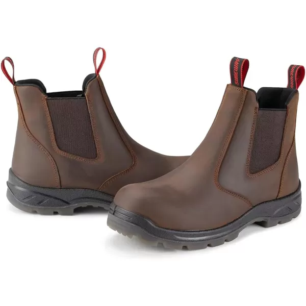 SUREWAY Men's Slip-On Work Boots for Men,Upgraded Slip/Water Resistant,Static Dissipative,Fire Station Mechanic Romeo Chelsea Work Boots for Men,Industrial Construction Boots/Shoes
