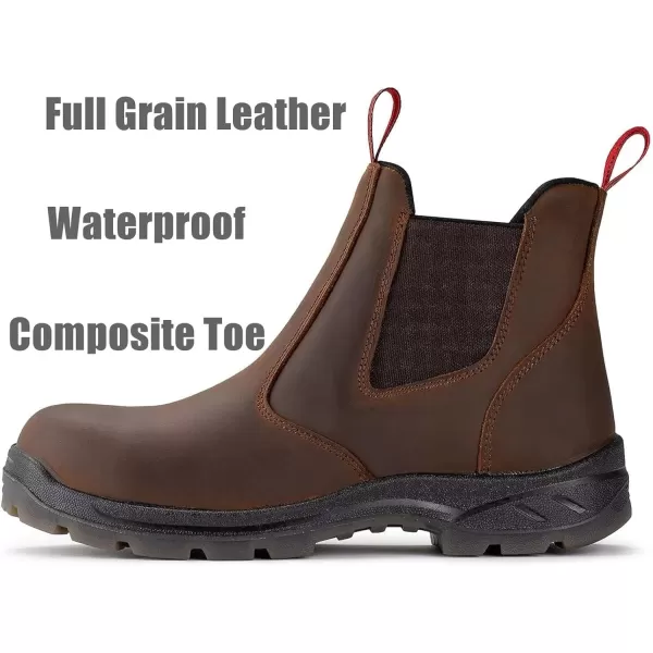 SUREWAY Men's Slip-On Work Boots for Men,Upgraded Slip/Water Resistant,Static Dissipative,Fire Station Mechanic Romeo Chelsea Work Boots for Men,Industrial Construction Boots/Shoes