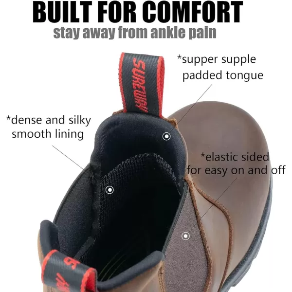 SUREWAY Men's Slip-On Work Boots for Men,Upgraded Slip/Water Resistant,Static Dissipative,Fire Station Mechanic Romeo Chelsea Work Boots for Men,Industrial Construction Boots/Shoes