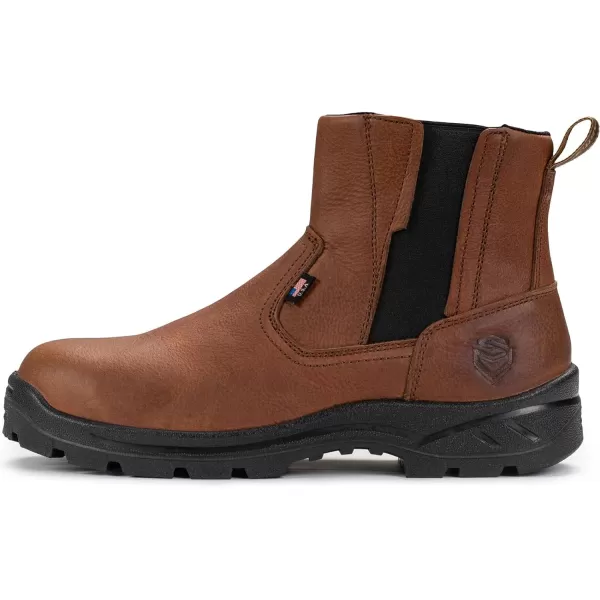 SUREWAY Mens Steel Toe Slip On Chelsea Work Boots for Men,Extremely Comfortable,Thicker Genuine Leather,Superior Oil/Slip Resistant Rubber Sole