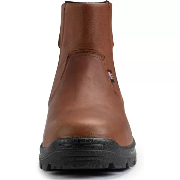 SUREWAY Mens Steel Toe Slip On Chelsea Work Boots for Men,Extremely Comfortable,Thicker Genuine Leather,Superior Oil/Slip Resistant Rubber Sole